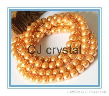 Smooth surface glass pearls jewelry DIY jewelry material  2