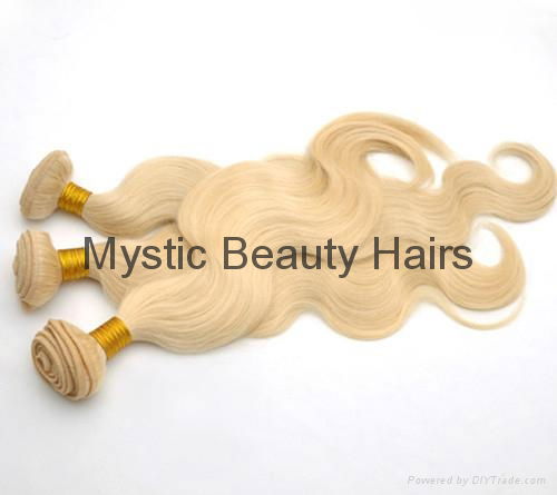 100% Human Hair Extensions Body Wave Brazilian Virgin Hair Lightest Blonde 613# 3