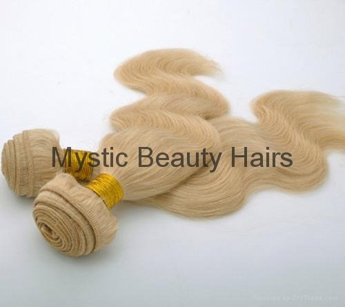 100% Human Hair Extensions Body Wave Brazilian Virgin Hair Lightest Blonde 613# 4