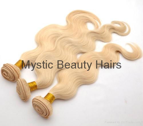 100% Human Hair Extensions Body Wave Brazilian Virgin Hair Lightest Blonde 613#