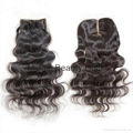 100% Human Virgin Hair Bundles With Lace Closure Body Wave Hair Extensions 2