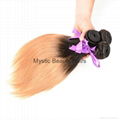 Unprocessed Virgin Human Hair Hair Weaves Brazilian Straight T1B/30 Color 