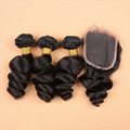 100% Human Hair Virgin Brazilian Lace Closures with Bundles Loose Wave Extension 1