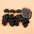100% Human Hair Virgin Brazilian Lace Closures with Bundles Loose Wave Extension