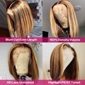 100% Brazilian Human Hair P4/27 Highlight Color 13*4 Full Lace Frontal Bob Wig