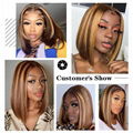 100% Brazilian Human Hair P4/27 Highlight Color 13*4 Full Lace Frontal Bob Wig 4