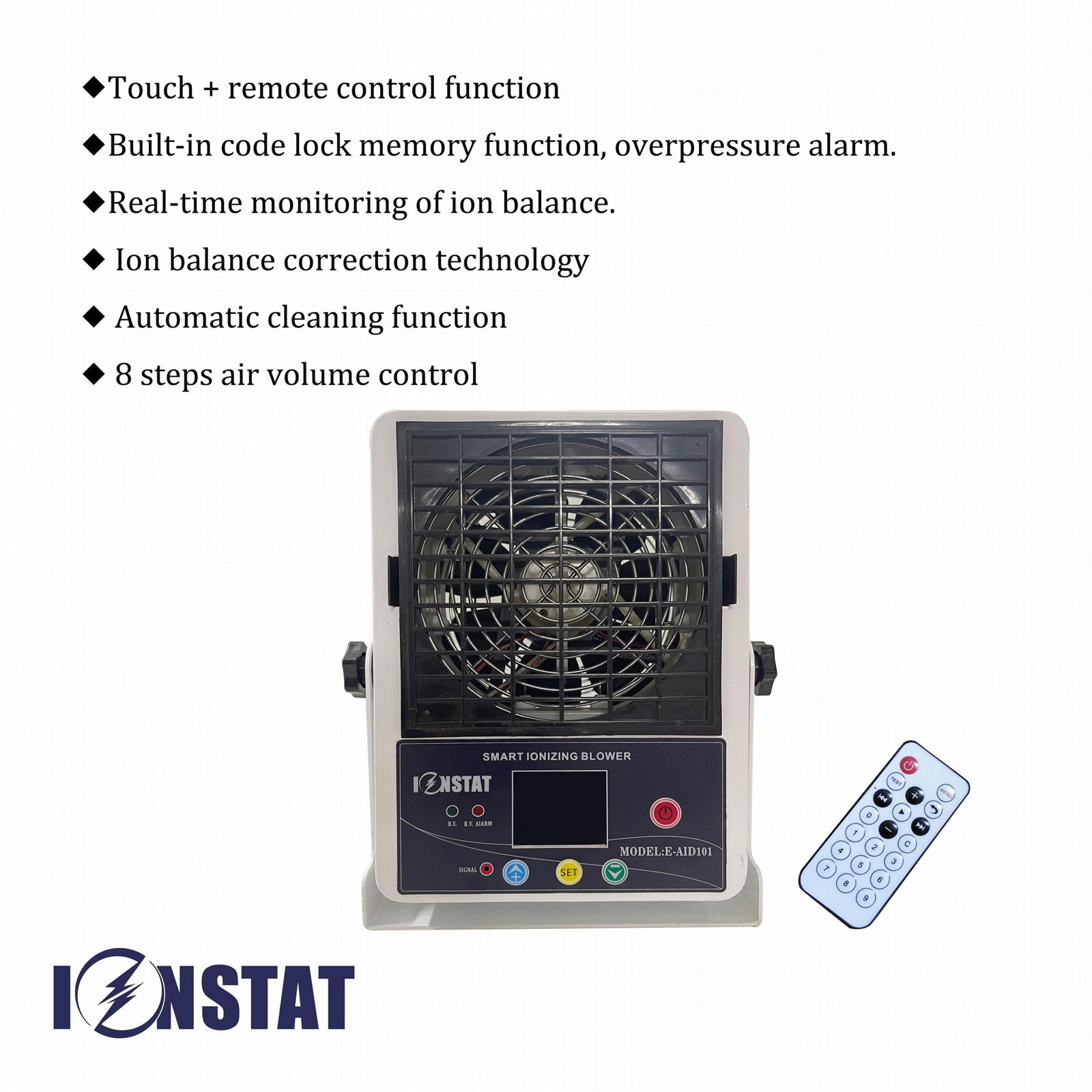 NEW Remote Control smart auto clean ion balance monitor ionizer blower 1