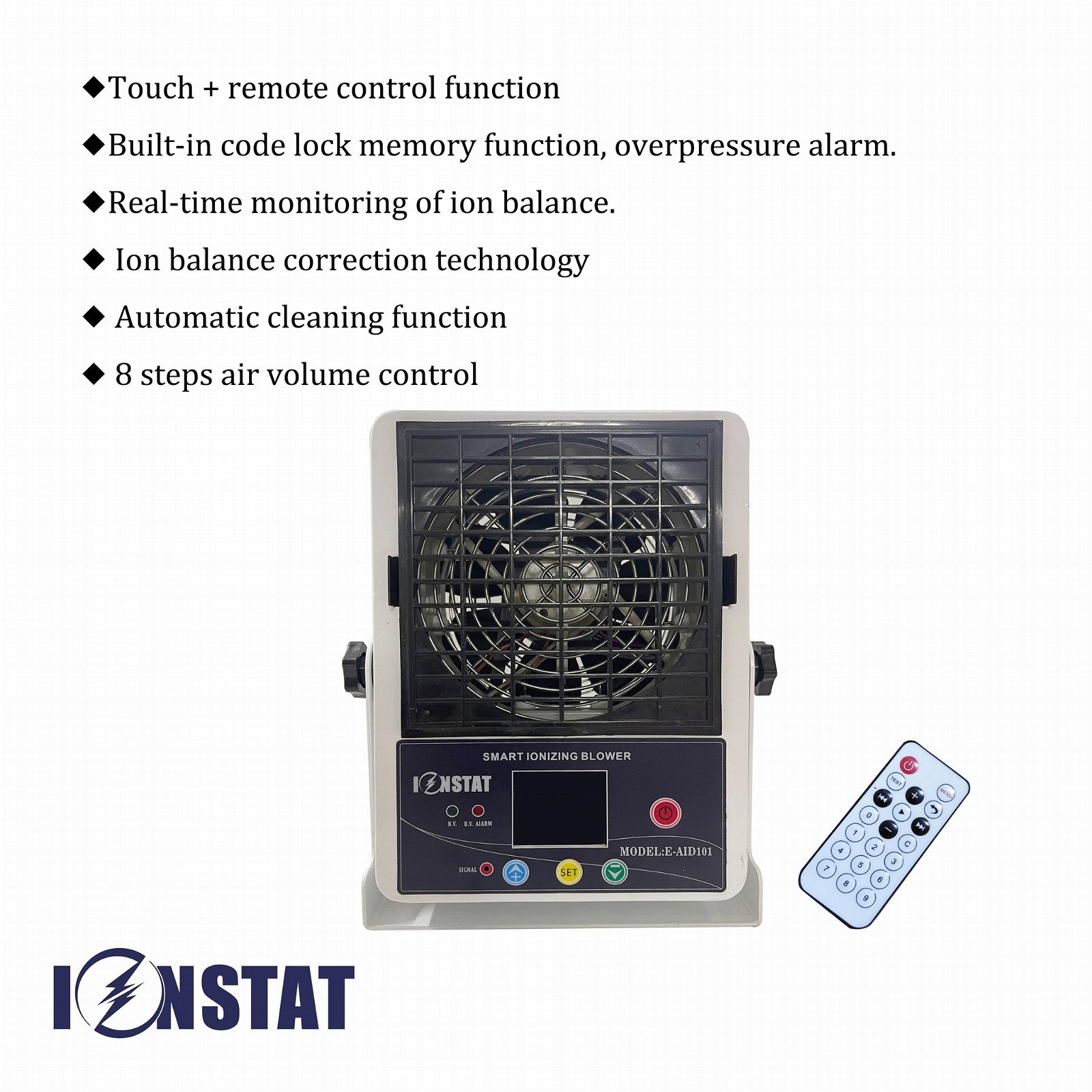 NEW Remote Control smart auto clean ion balance monitor ionizer blower