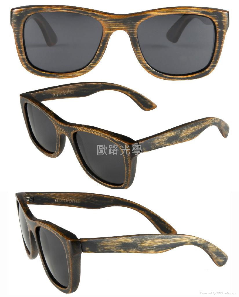 Wood frame Sunglasses, bamboo sunglasses, Skateboard wood sunglasses 3