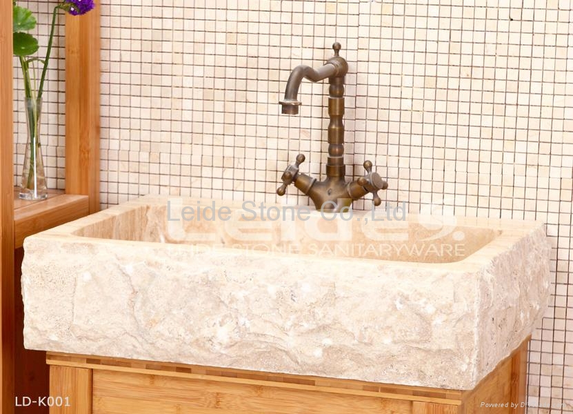 Beige travertine kitchen sink LDK001 Leide Stone (China
