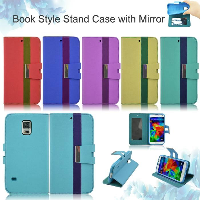 PU Leather Wallet Case Cover for Samsung Galaxy S5/S4 i9500 3