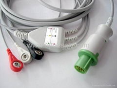 Hellige one piece fixed ECG cable with
