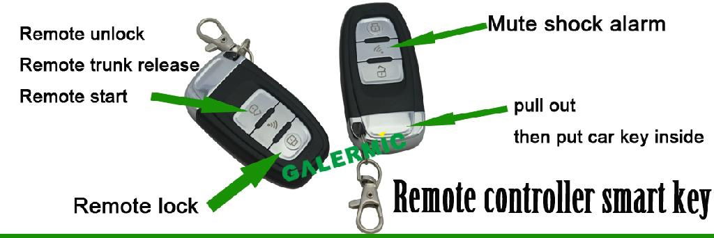 Push start car system with PKE function alarm central lock&remote start function 2