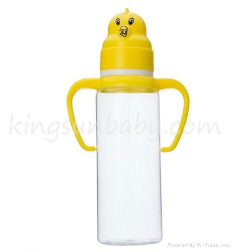 Animal Cap Plastic Baby Feeding Bottle Regular Neck Nursing Bottle 240ml