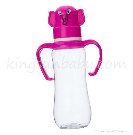 Animal Cap Plastic Baby Feeding Bottle Regular Neck Nursing Bottle 240ml 4