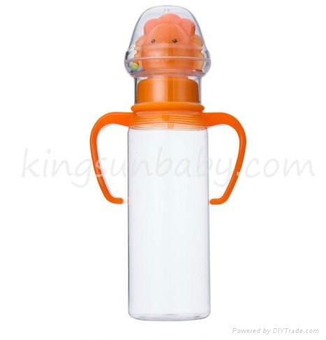 Animal Cap Plastic Baby Feeding Bottle Regular Neck Nursing Bottle 240ml 5