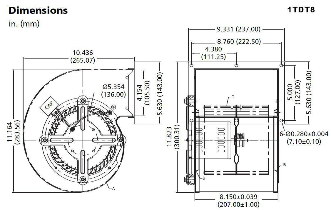 DAYTON风机, 型号: 1TDT8