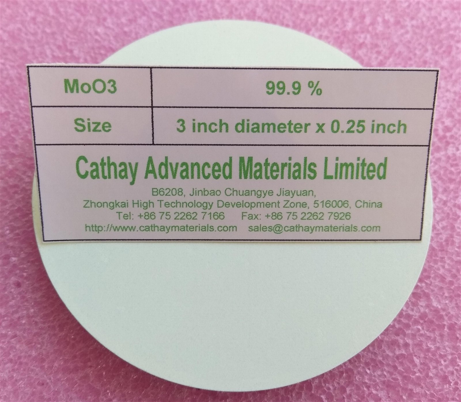 Molybdenum Trioxide MoO3 target