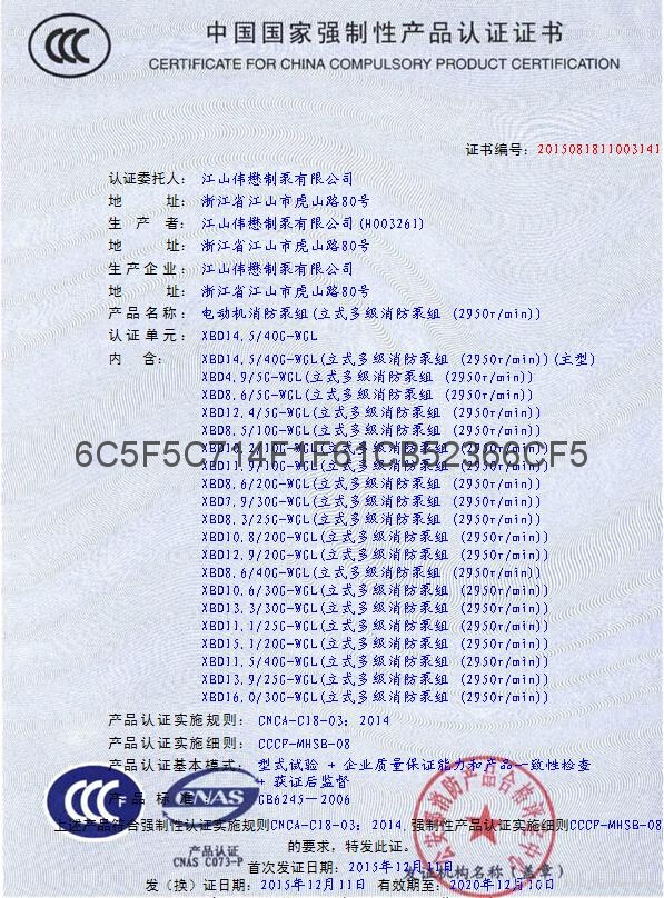 XBD立式多級消防泵組 3