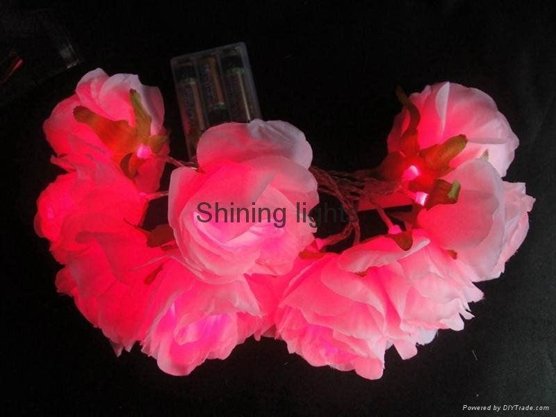 LED floral light rose wedding holiday garland home cloth flower lighting 2