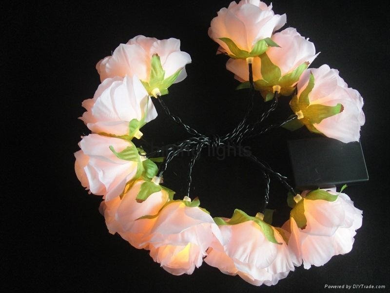 LED floral light rose wedding holiday garland home cloth flower lighting 4