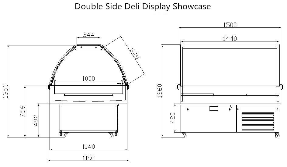 Double Side Deli Display Showcase 2