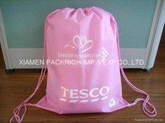 Pink Non-woven shoes bag with drawstring closure
