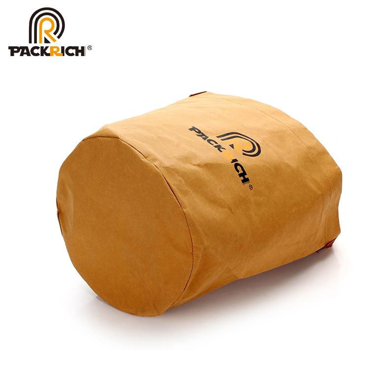 New Arrival Customized Logo Kraft Bucket Bag/Round Durable Washable Kraft Paper  3