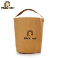 New Arrival Customized Logo Kraft Bucket Bag/Round Durable Washable Kraft Paper 