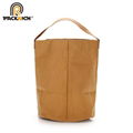 New Arrival Customized Logo Kraft Bucket Bag/Round Durable Washable Kraft Paper 