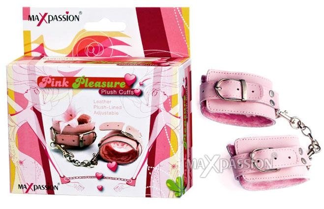 Pink Pleasure Leather Handcuffs
