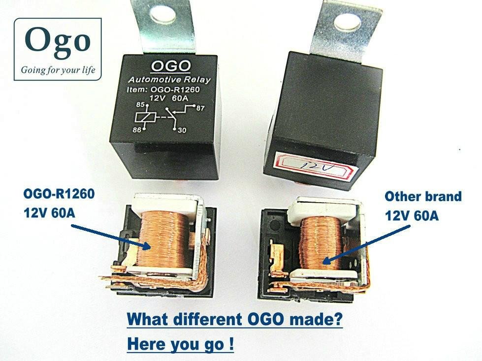 OGO Branded Automotive Relay 12V 60A 4