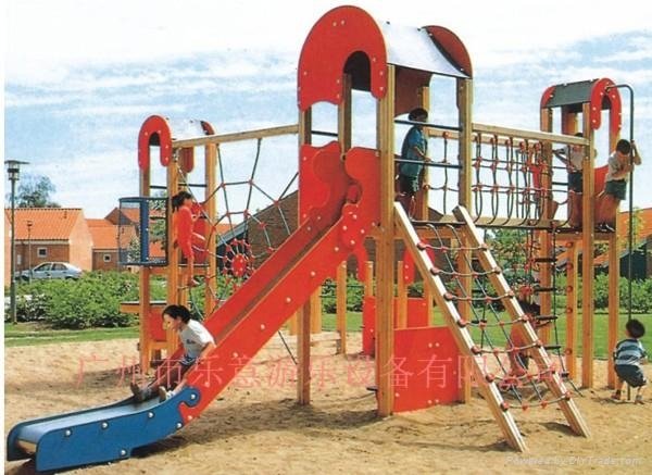 Wooden playground equipment