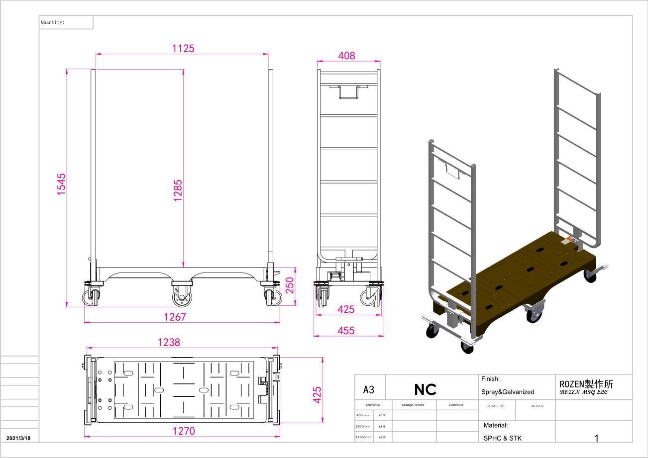 six wheel narrow aisle trolley NC 5