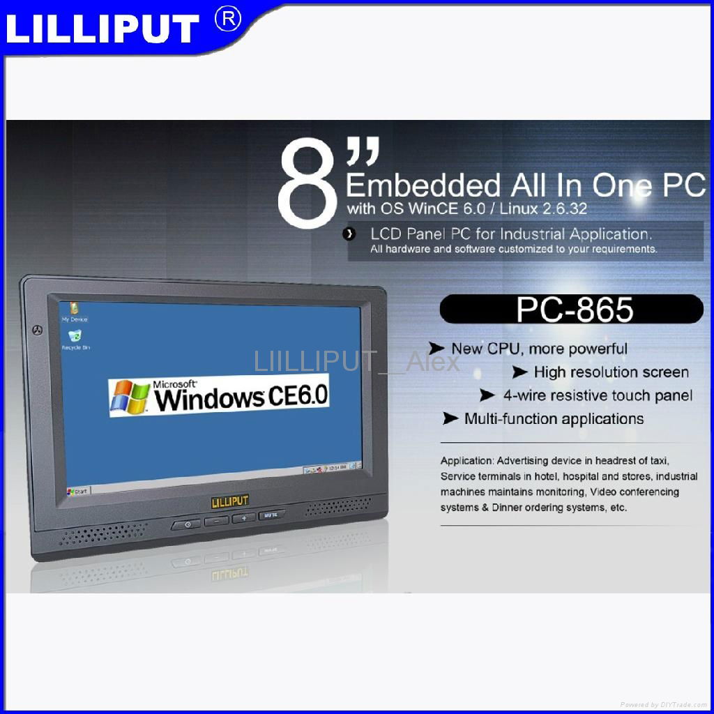 LILLIPUT 8" Eebedded PC，with WinCE or Linux system PC-865 4