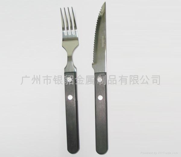 新品上市银貂木柄系列鲍鱼刀叉勺 3