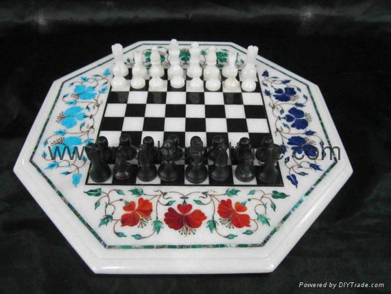 Chess Set in White Marble 2