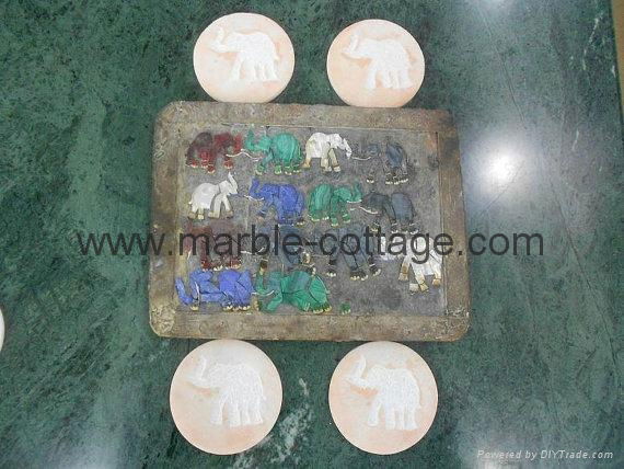 Tea Coasters in White Marble Inlaid 3