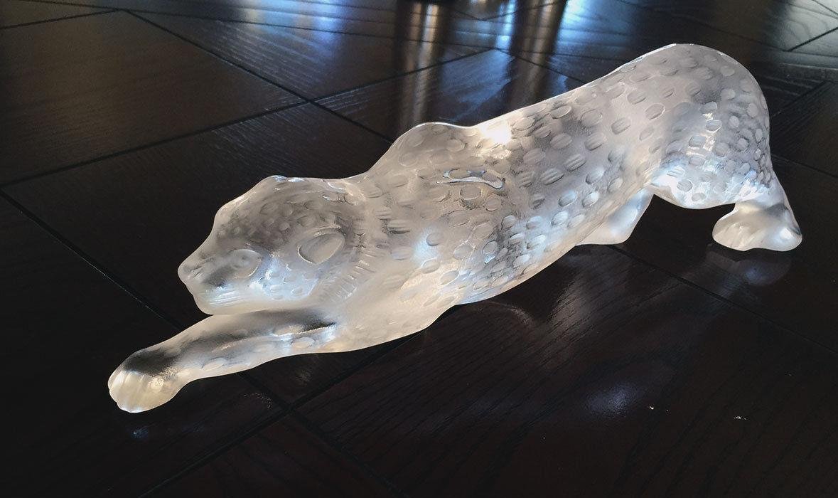 liuli crystal artificial panther figurine 