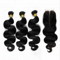 Brazilian Body Wave Virgin Hair Bundles With Closure 4PCS Human Hair Bundle