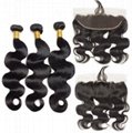  Brazilian Body Wave With Closure 3 Bundles With 13x4 Free Part Lace Frontal 