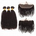 Brazilian Kinky Curly Human Hair Bundles With Lace Frontal Closure 13X4 