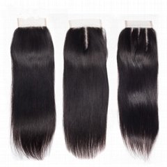 Brazilian Straight Hair Lace Closure Free/Middle/Three Part 4x4 inch Swiss Lace