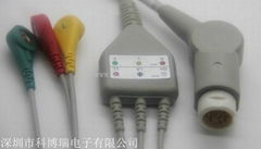 HP ECG 3 LD leadwires with AHA and snap