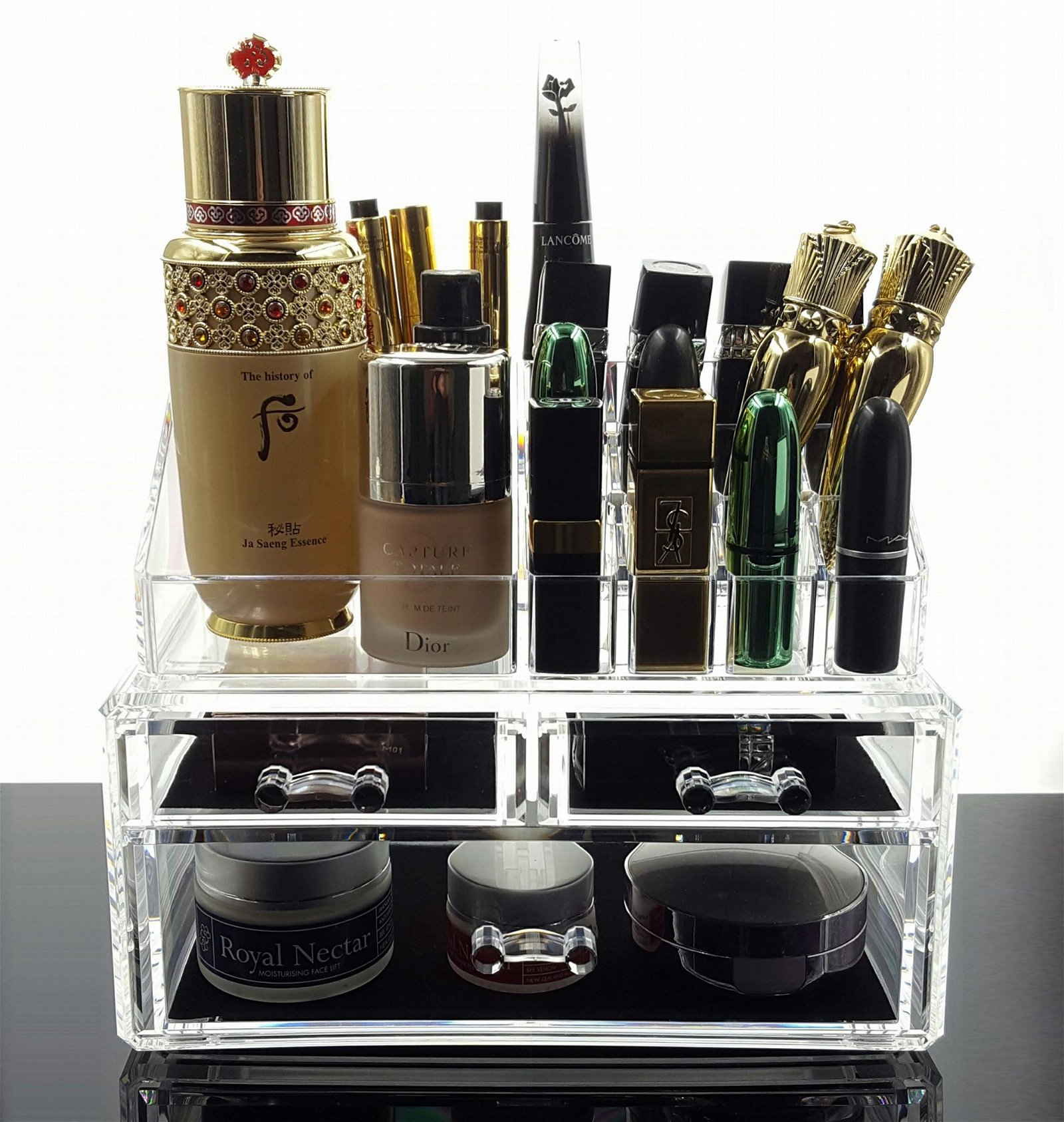 桌面抽屜式亞克力 透明化妝品收納盒 大號梳妝台 護膚整理置物架 2