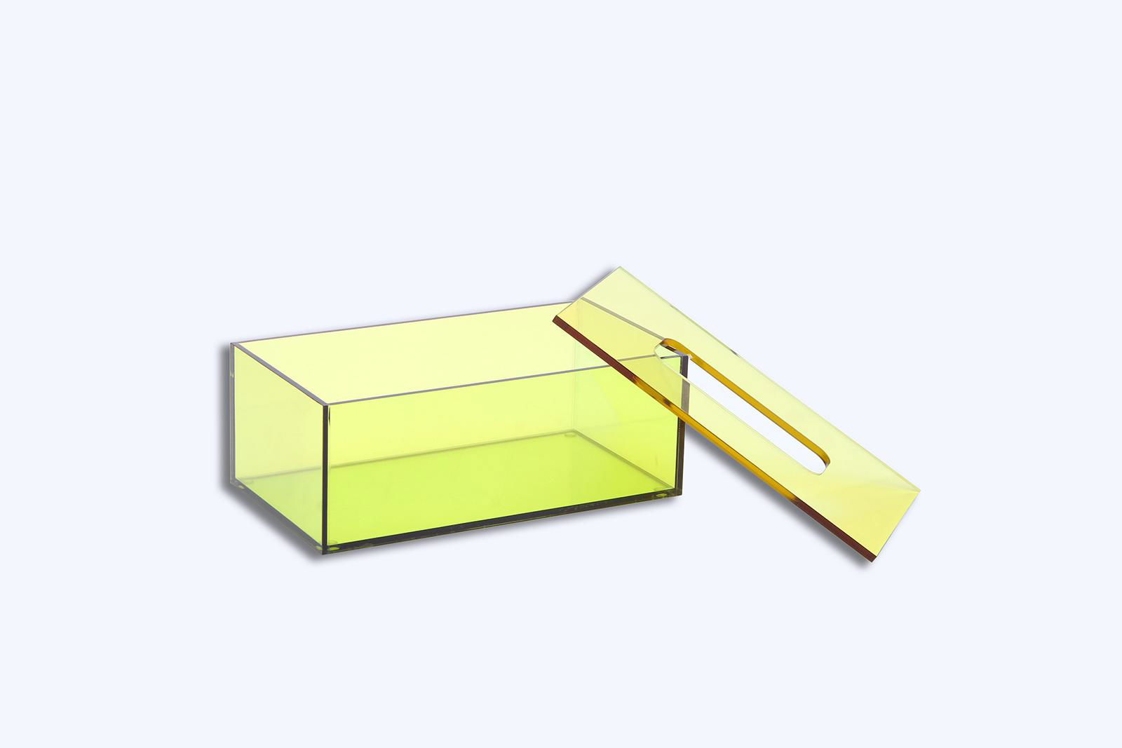 亚克力方形抽纸盒 透明有机玻璃盒 镜面亚克力收纳 2