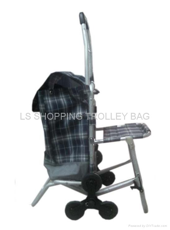 shopping trolley with three wheel and seat 3