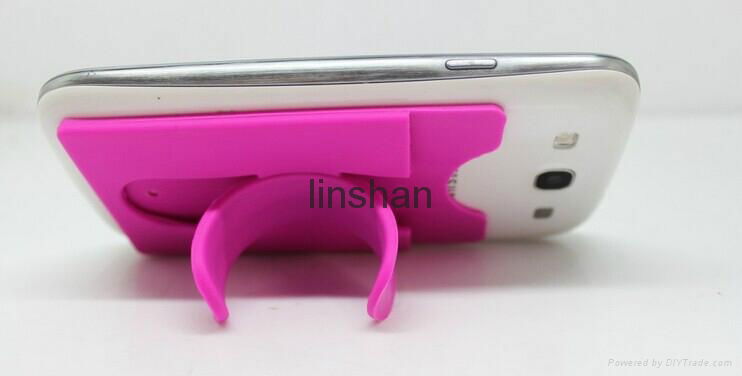 Silicon Cell Phone Card Holder with 3m & Phone Stand 4
