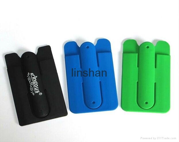 Silicon Cell Phone Card Holder with 3m & Phone Stand 3
