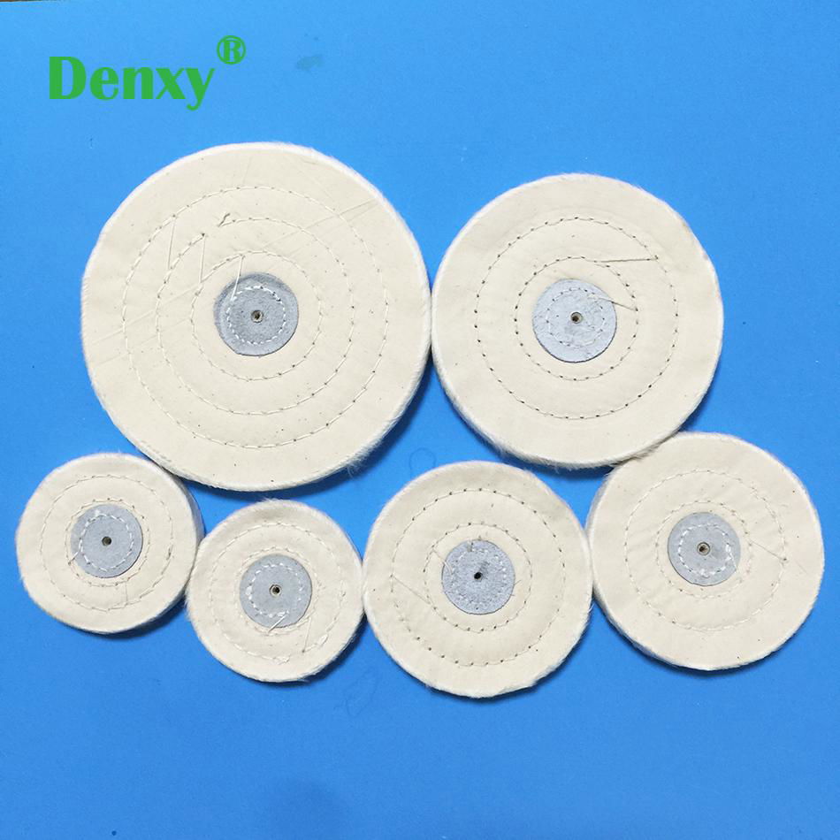 Dental White Cloth Round Flannel Wheel Dental lab denture cloth polishing wheel  3